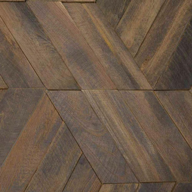 Revestimiento de teca reciclada patinada natural hexagonal placas 28x24 cm