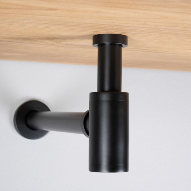 Sifón cilíndrico negro mate