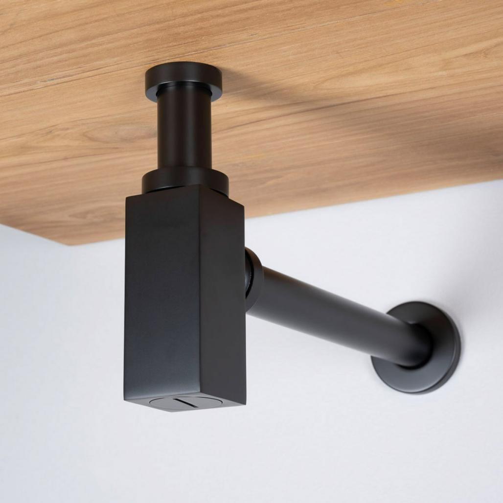 Sifón cuadrado negro mate Sifón cuadrado negro mate