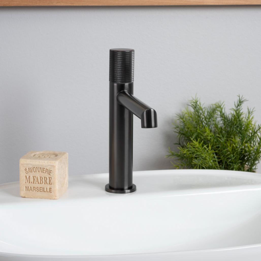 Grifo lavabo mezclador progresivo Irminio gun-métal
