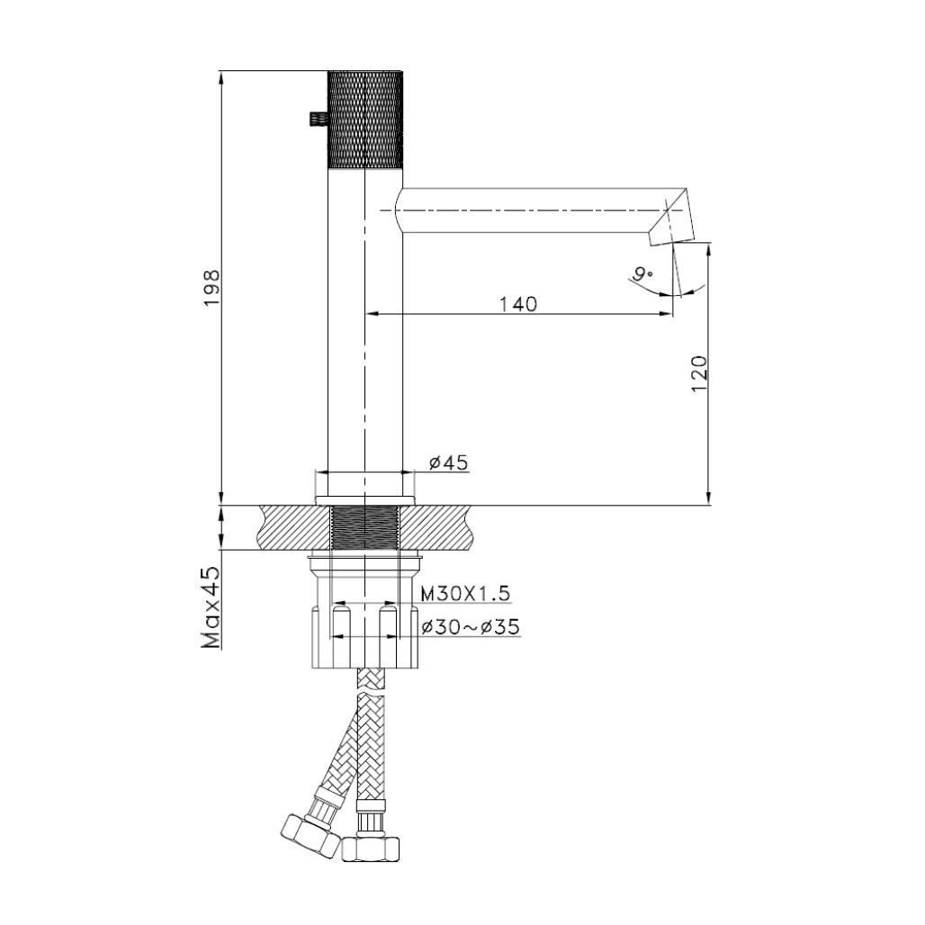 Grifo lavabo mezclador progresivo Irminio gun-métal
