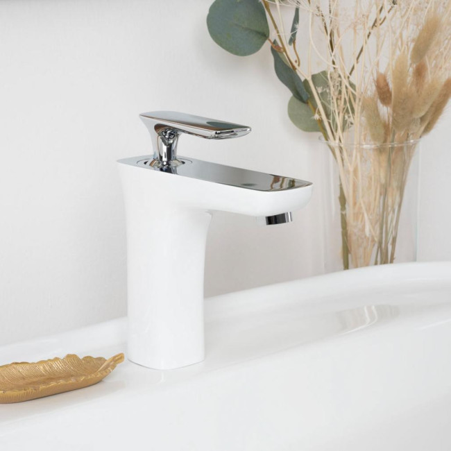 Monomando para lavabo Glomma blanco y cromado