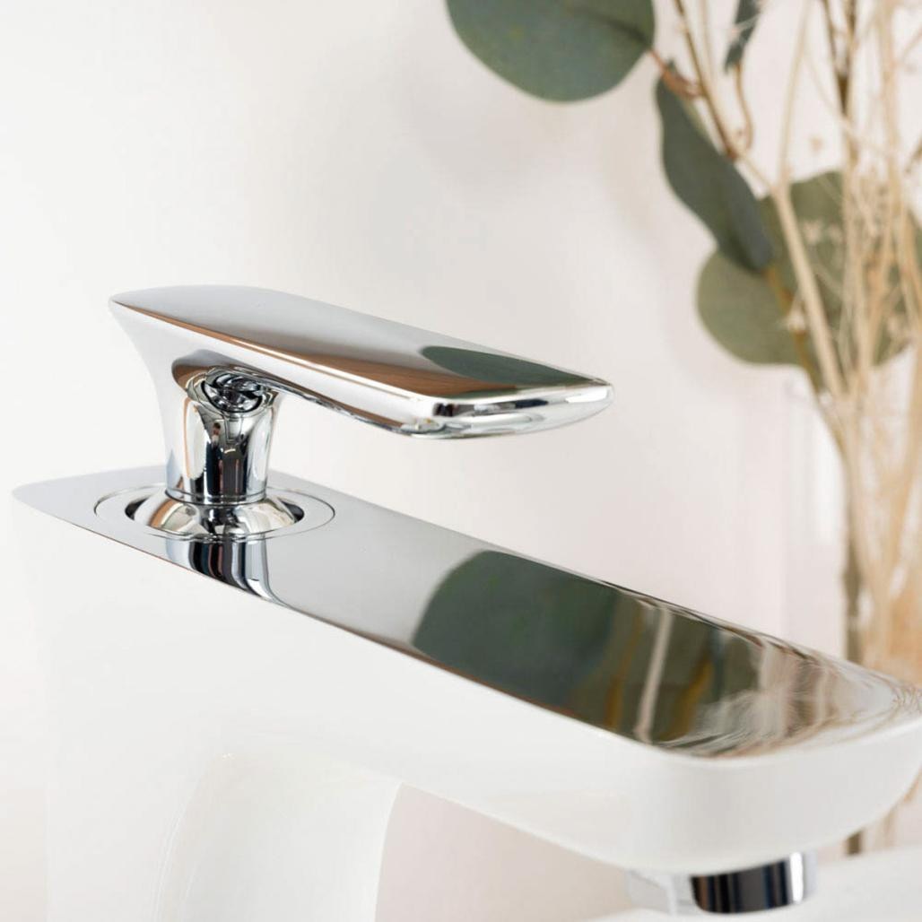 Monomando para lavabo Glomma blanco y cromado Monomando para lavabo Glomma blanco y cromado