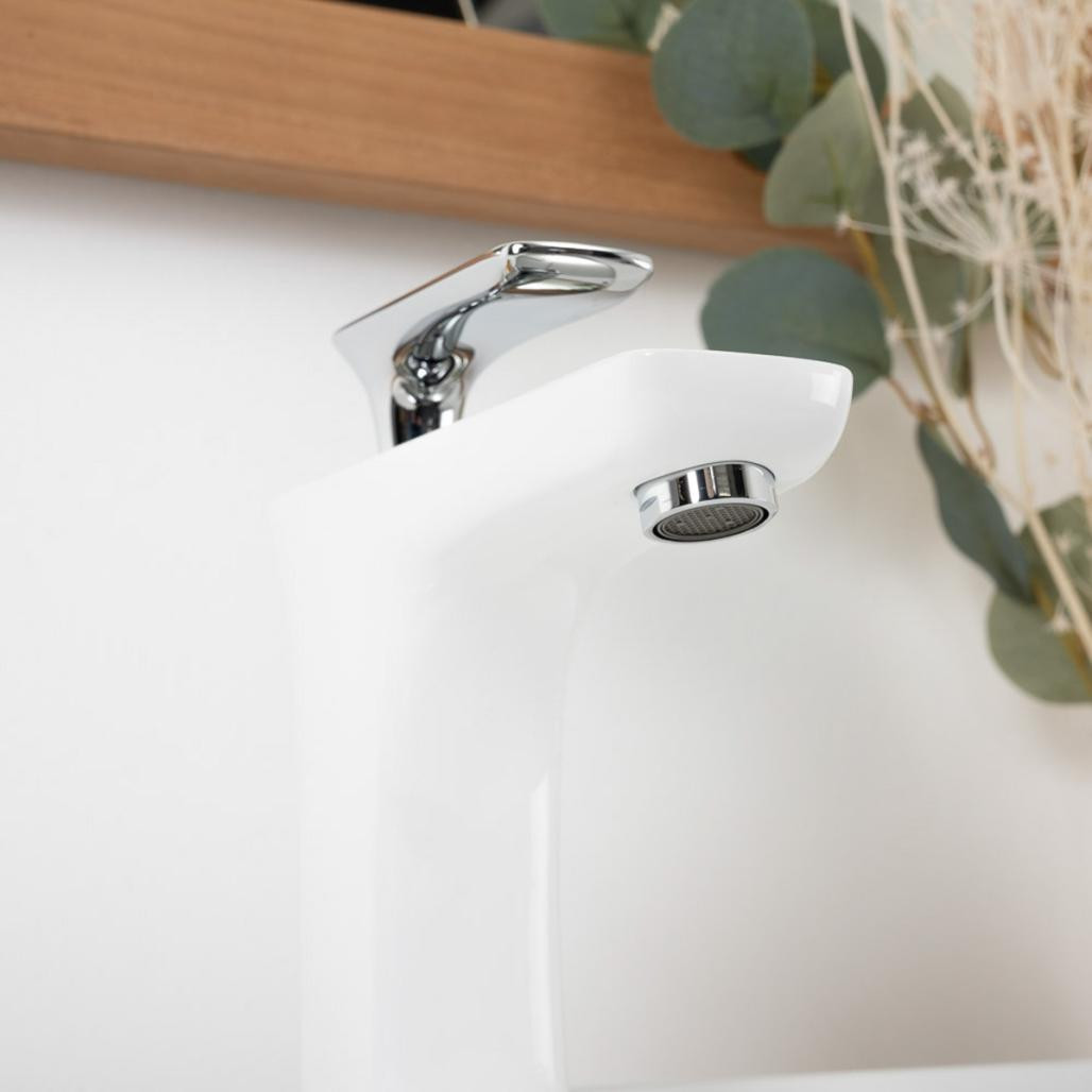 Monomando para lavabo Glomma blanco y cromado Monomando para lavabo Glomma blanco y cromado