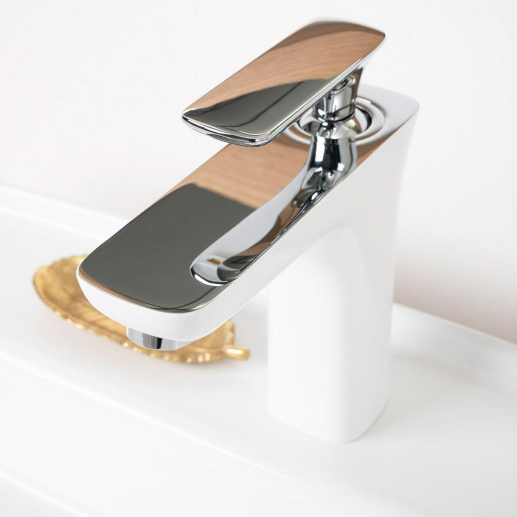 Monomando para lavabo Glomma blanco y cromado Monomando para lavabo Glomma blanco y cromado