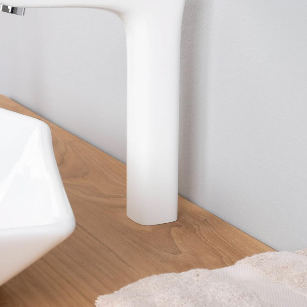 Grifo elevado para lavabo de cuarto de baño Glomma blanco y cromado