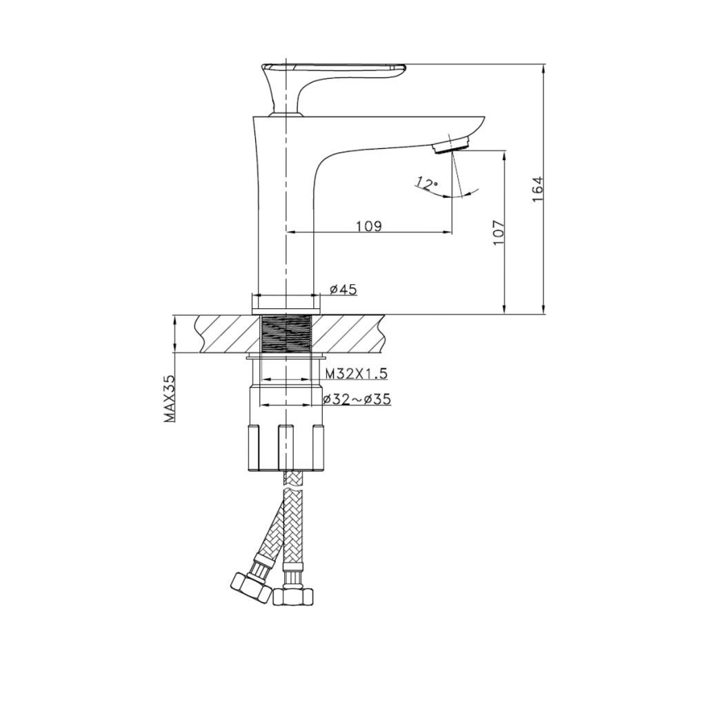 Grifo para lavabo de cuarto Ems cromado