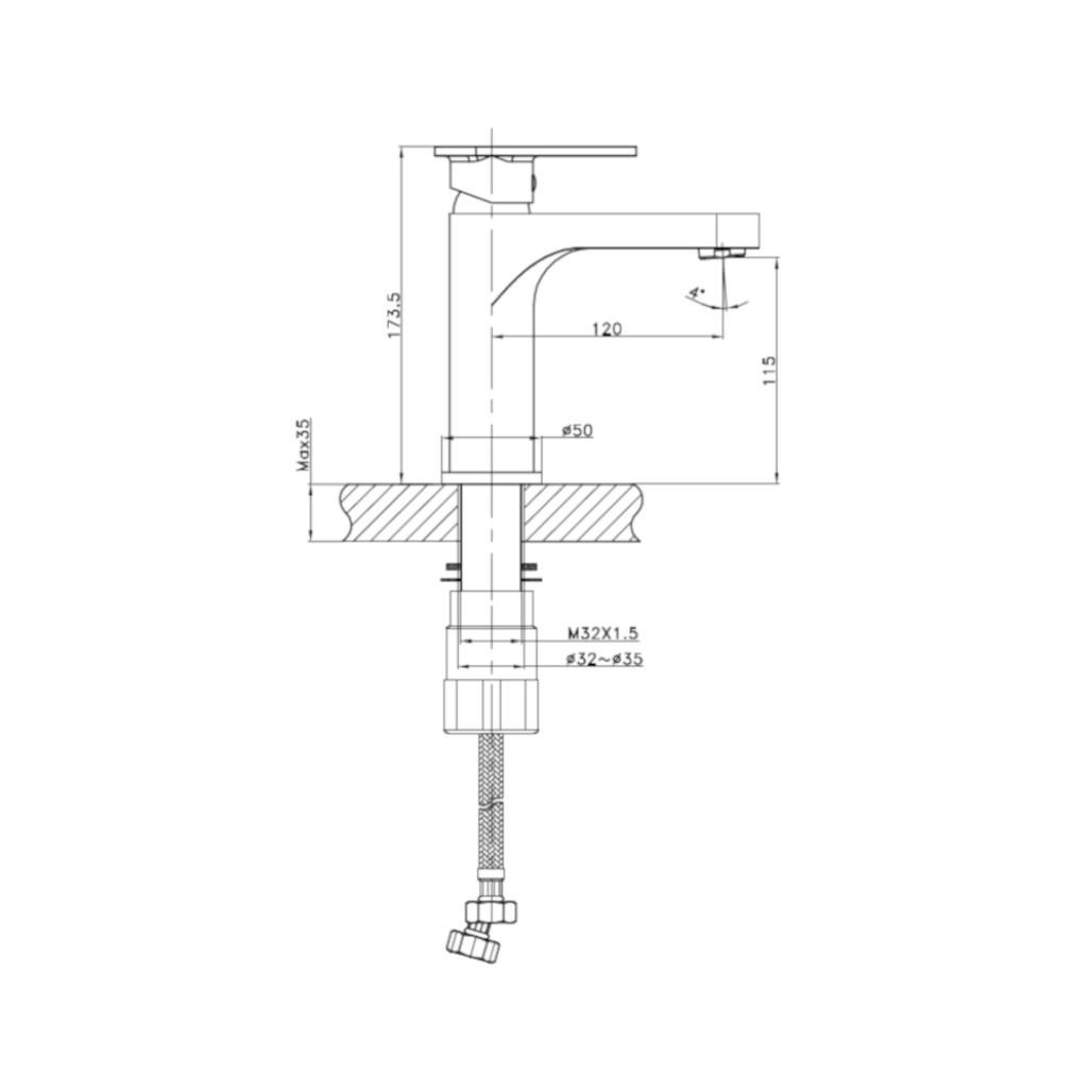 Grifo mezclador para lavabo Arno cromado