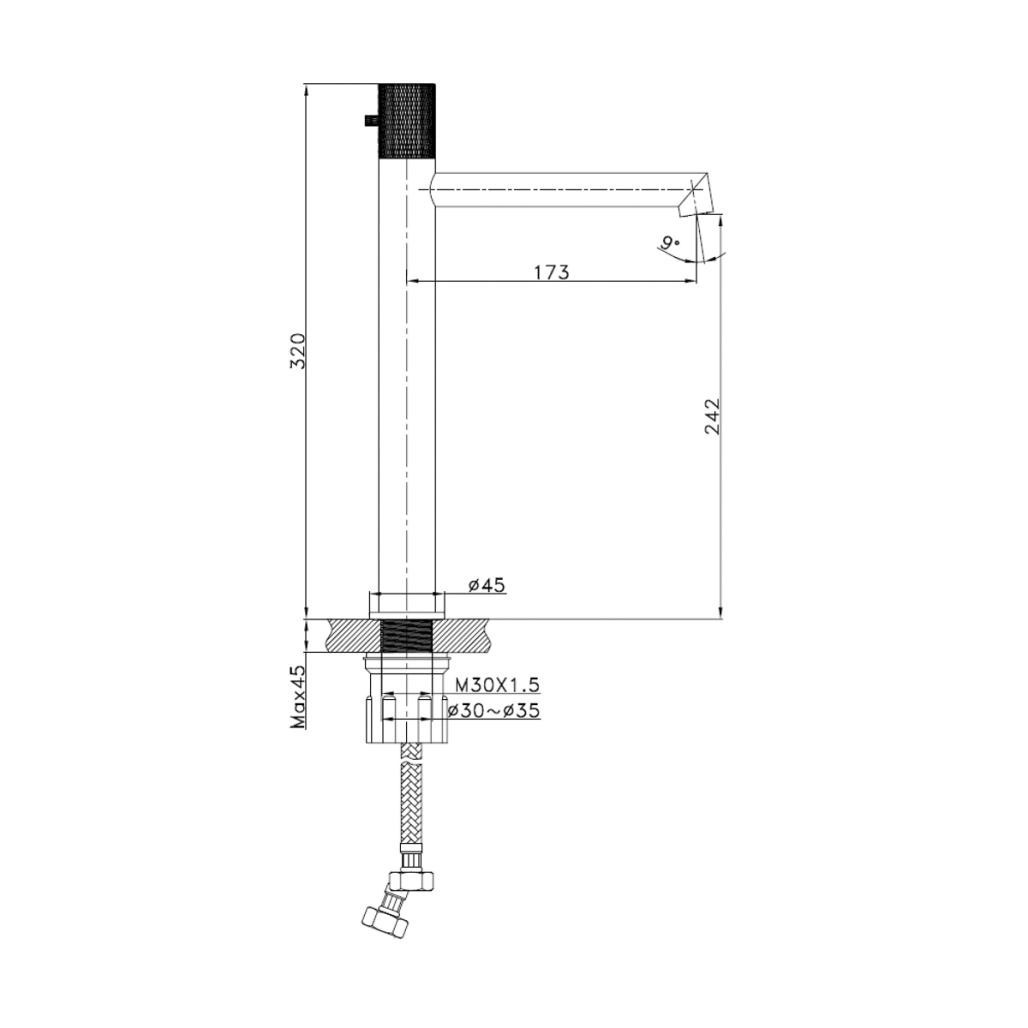 Monomando progresivo alto para lavabo, Irminio gun-métal
