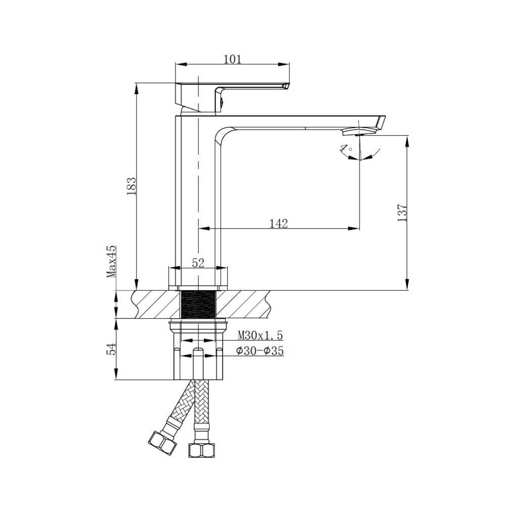 Grifo para lavabo monomando Louga cromado