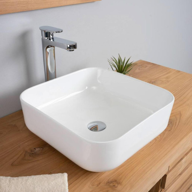 Lavabo de cerámica cuadrado Ally 39cm