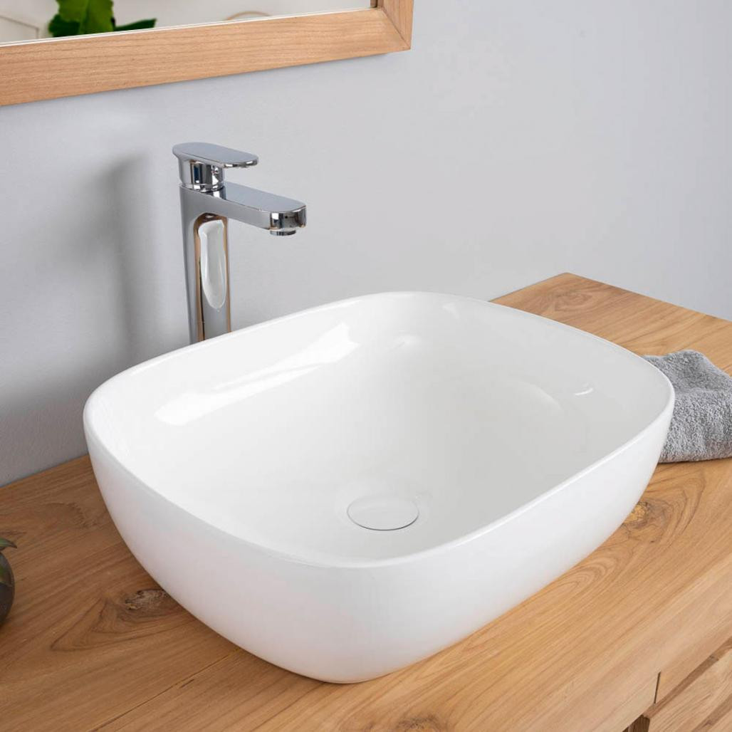 Lavabo rectangular de cerámica Phebie 50cm. Lavabo rectangular de cerámica Phebie 50cm.