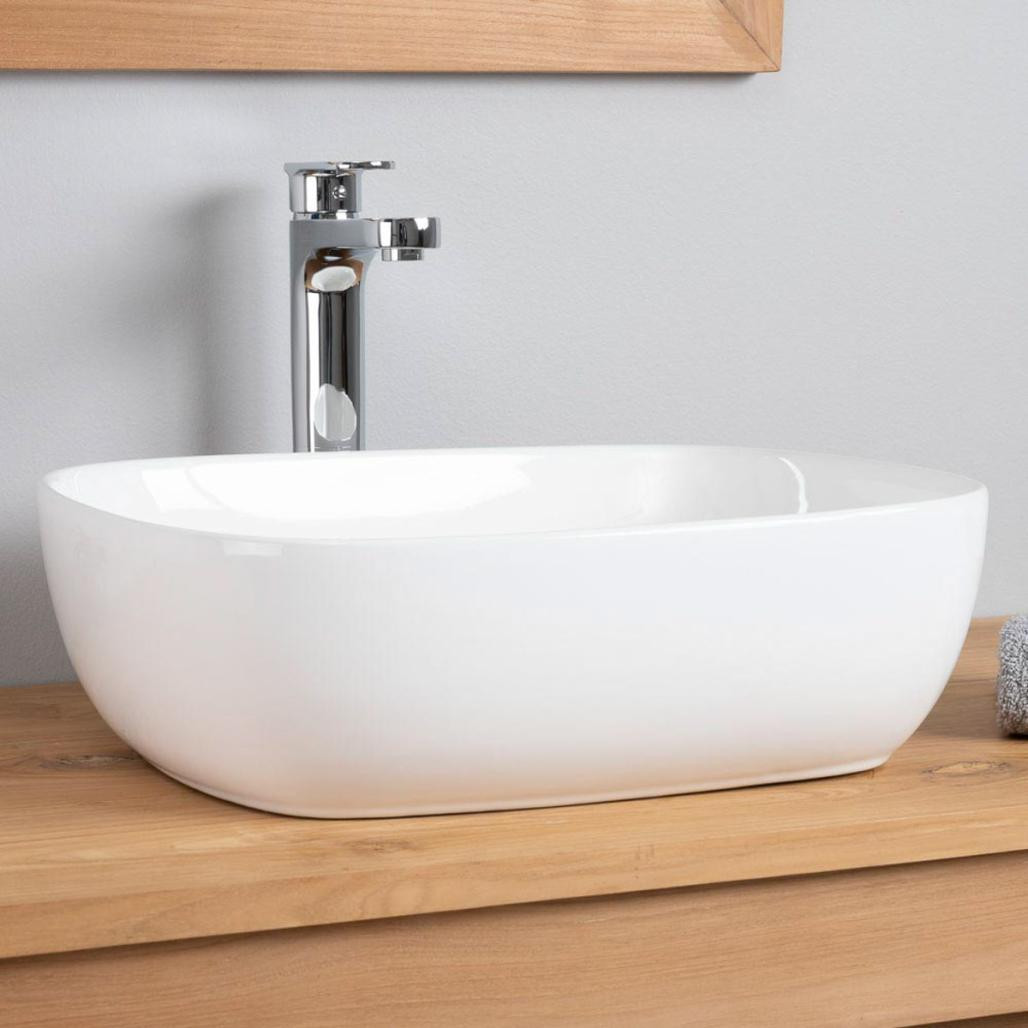 Lavabo rectangular de cerámica Phebie 50cm. Lavabo rectangular de cerámica Phebie 50cm.