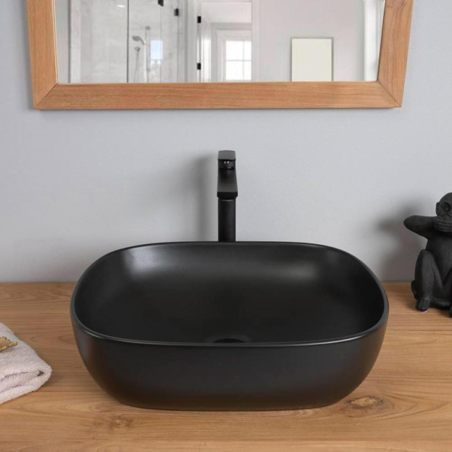 Lavabo de rectangular de cerámica negra Phebie 48cm