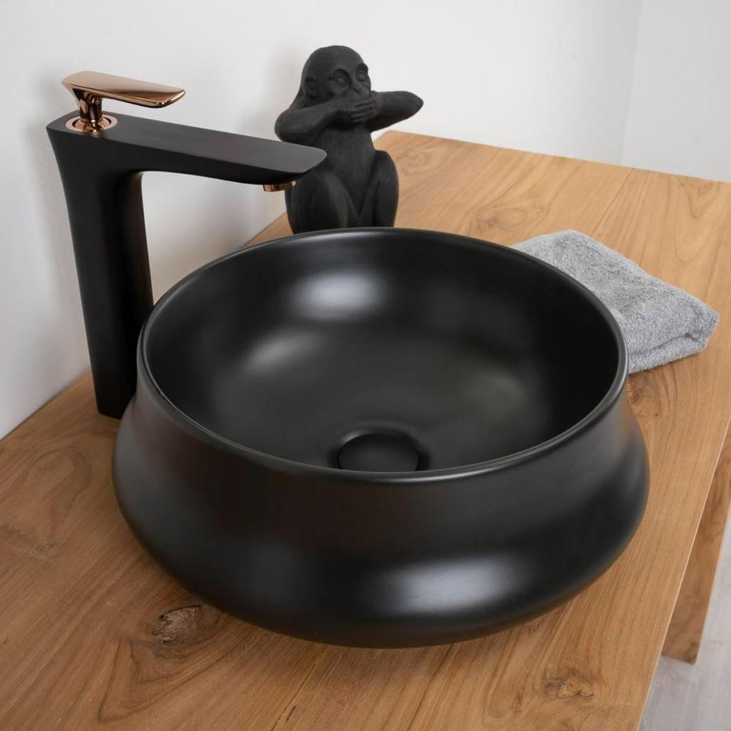 Lavabo de cerámica negra Axel 41cm Lavabo de cerámica negra Axel 41cm