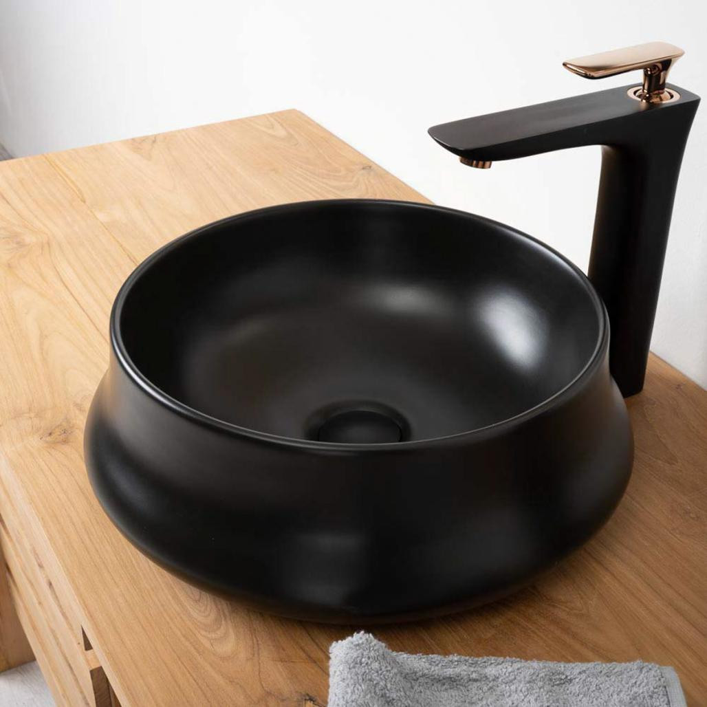 Lavabo de cerámica negra Axel 41cm Lavabo de cerámica negra Axel 41cm