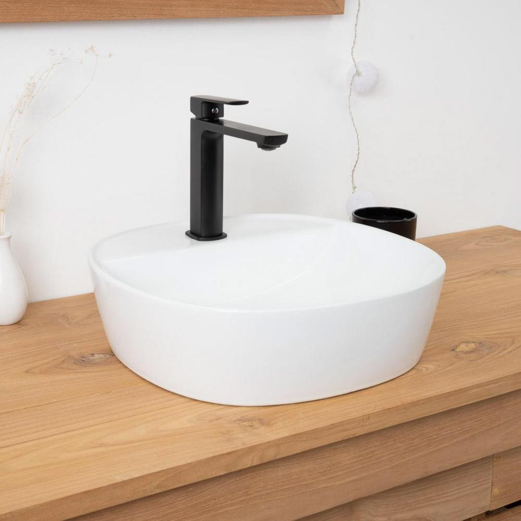 Lavabo sobre encimera de cerámica con repisa Bahia 41cm