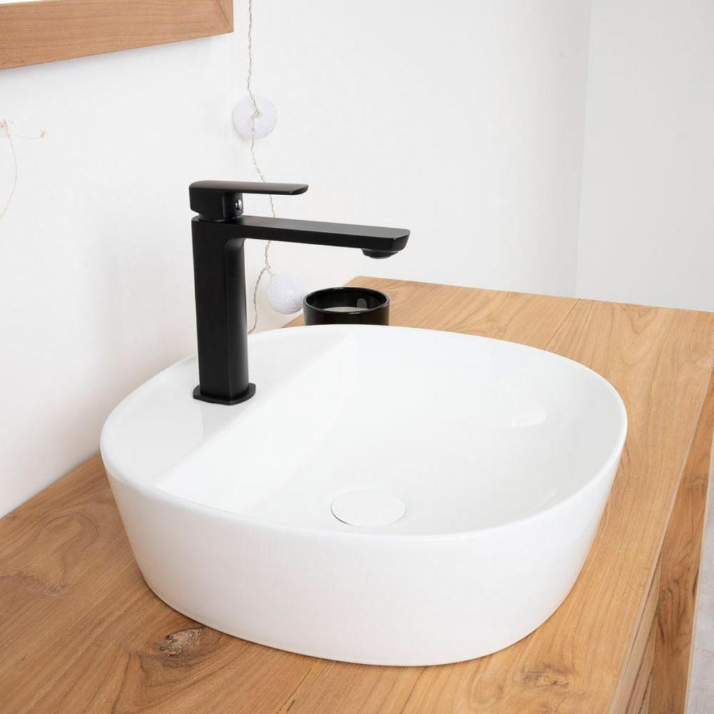 Lavabo sobre encimera de cerámica con repisa Bahia 41cm