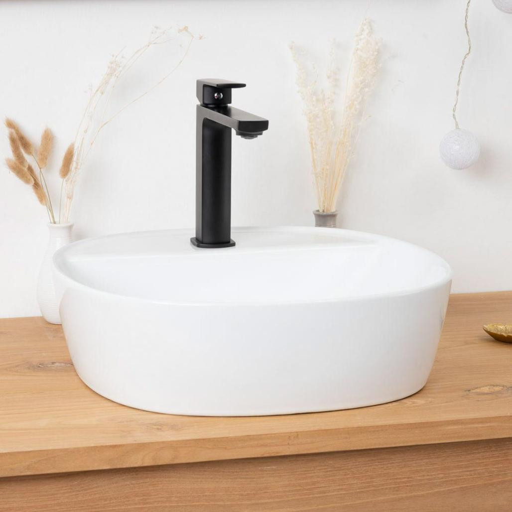 Lavabo sobre encimera de cerámica con repisa Bahia 41cm