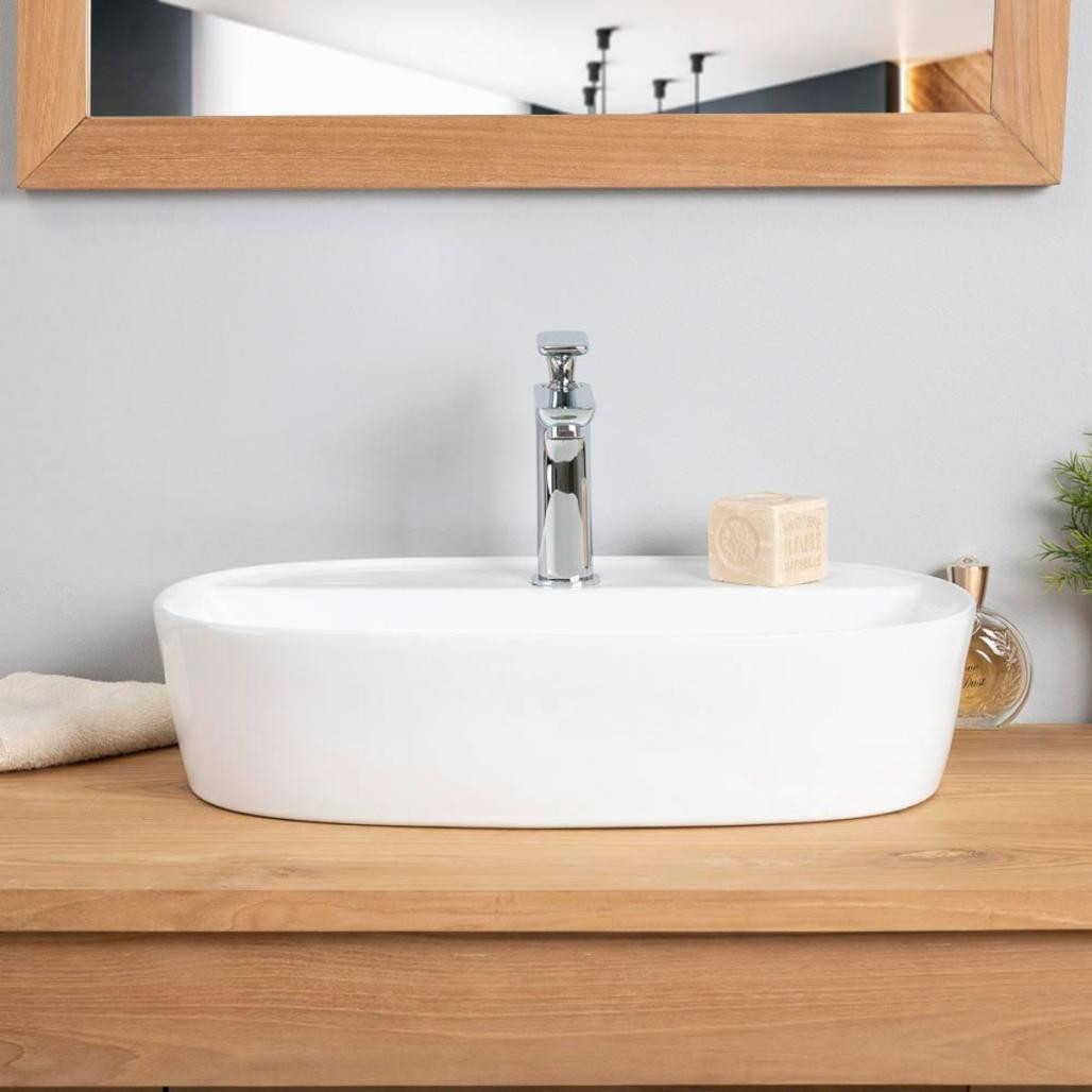 Lavabo sobre encimera con repisa Bahia 50cm