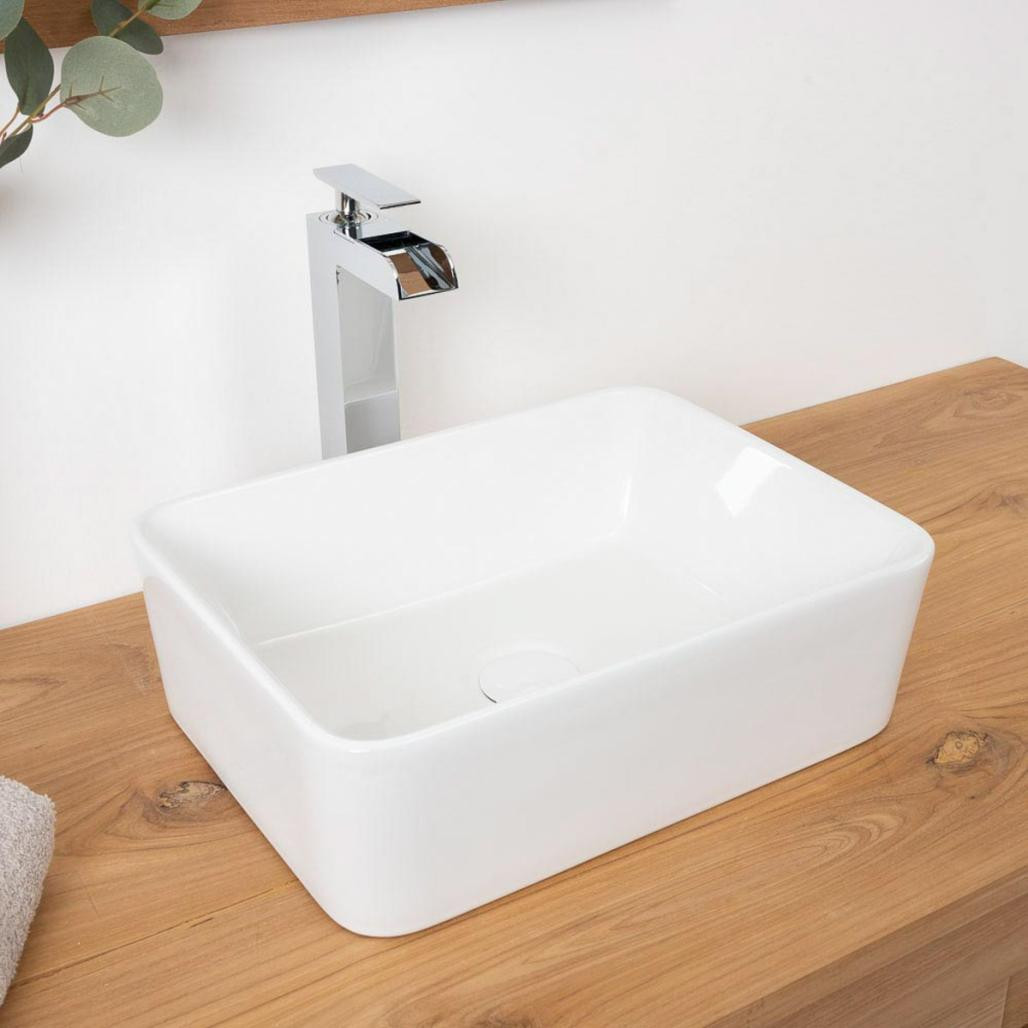 Lavabo rectangular sobre encimera de cerámica Gordon 40cm Lavabo rectangular sobre encimera de cerámica Gordon 40cm