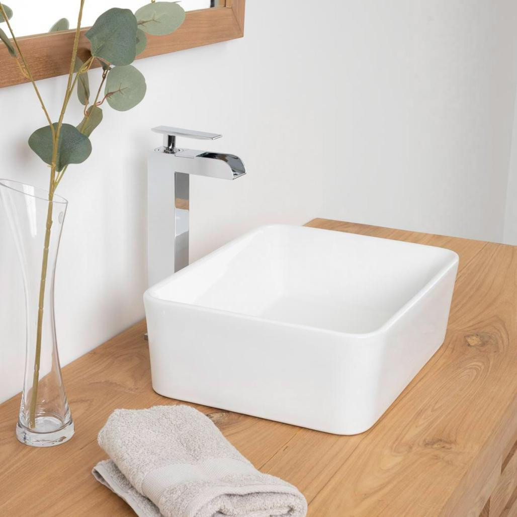 Lavabo rectangular sobre encimera de cerámica Gordon 40cm Lavabo rectangular sobre encimera de cerámica Gordon 40cm