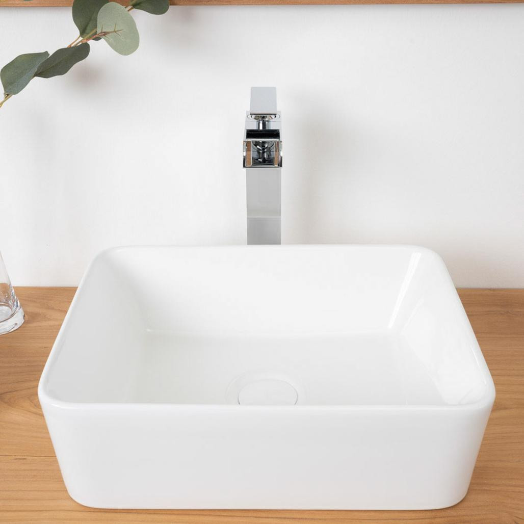 Lavabo rectangular sobre encimera de cerámica Gordon 40cm Lavabo rectangular sobre encimera de cerámica Gordon 40cm