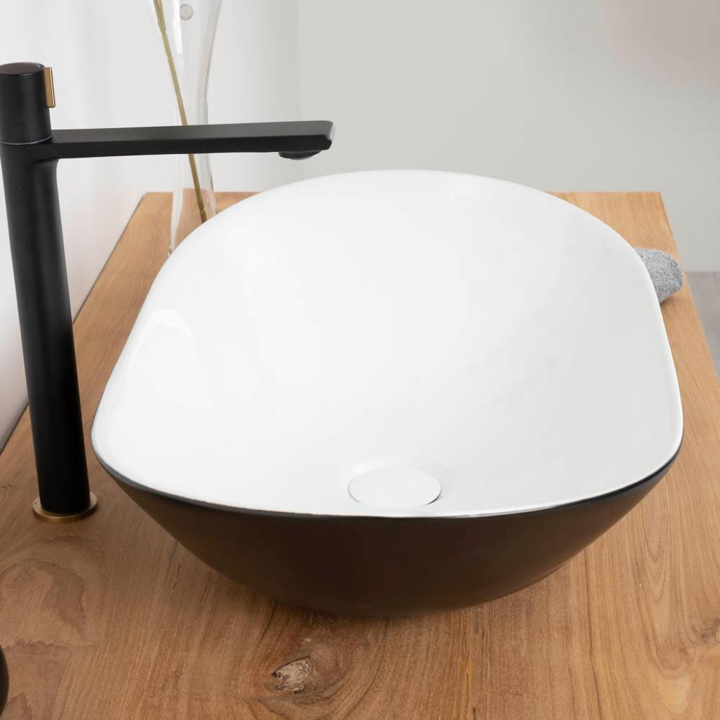 Lavabo de cerámica blanco y negro Jaxon 60cm Lavabo de cerámica blanco y negro Jaxon 60cm