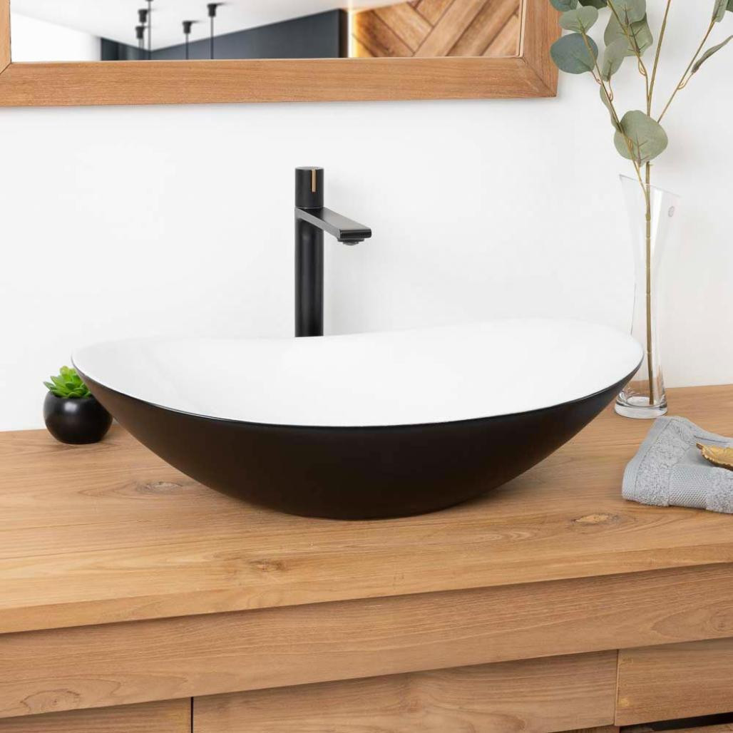 Lavabo de cerámica blanco y negro Jaxon 60cm Lavabo de cerámica blanco y negro Jaxon 60cm