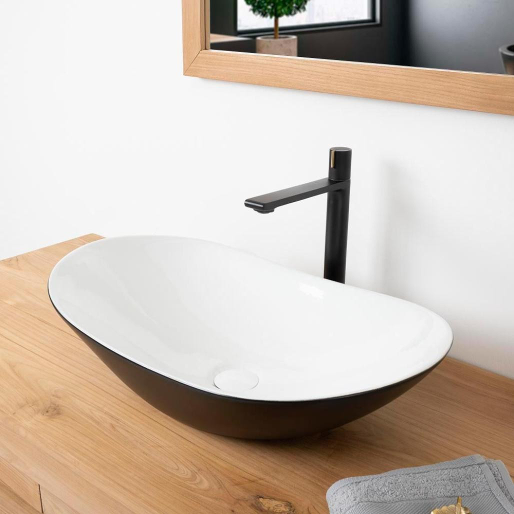 Lavabo de cerámica blanco y negro Jaxon 60cm Lavabo de cerámica blanco y negro Jaxon 60cm