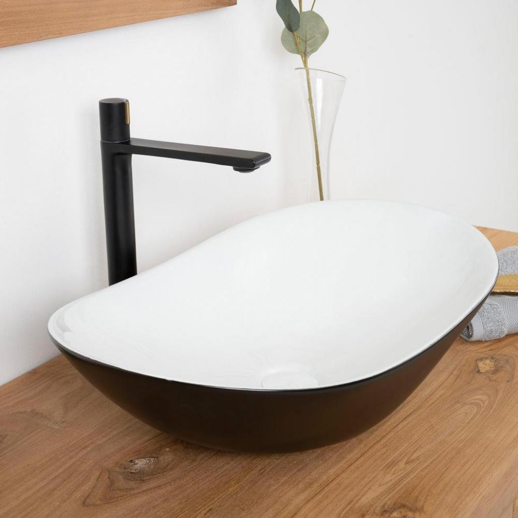 Lavabo de cerámica blanco y negro Jaxon 60cm Lavabo de cerámica blanco y negro Jaxon 60cm