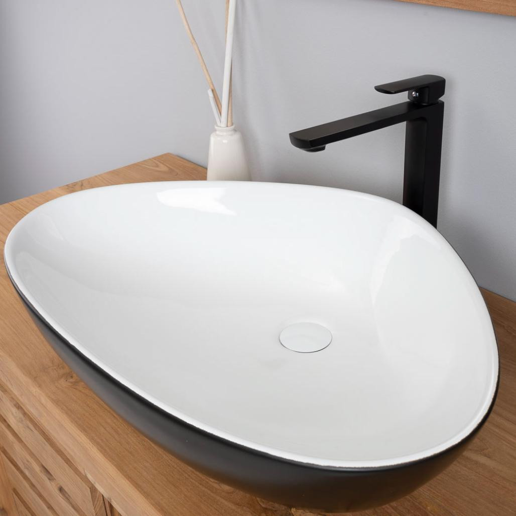 Lavabo de cerámica blanco y negro Jaxon 67cm Lavabo de cerámica blanco y negro Jaxon 67cm