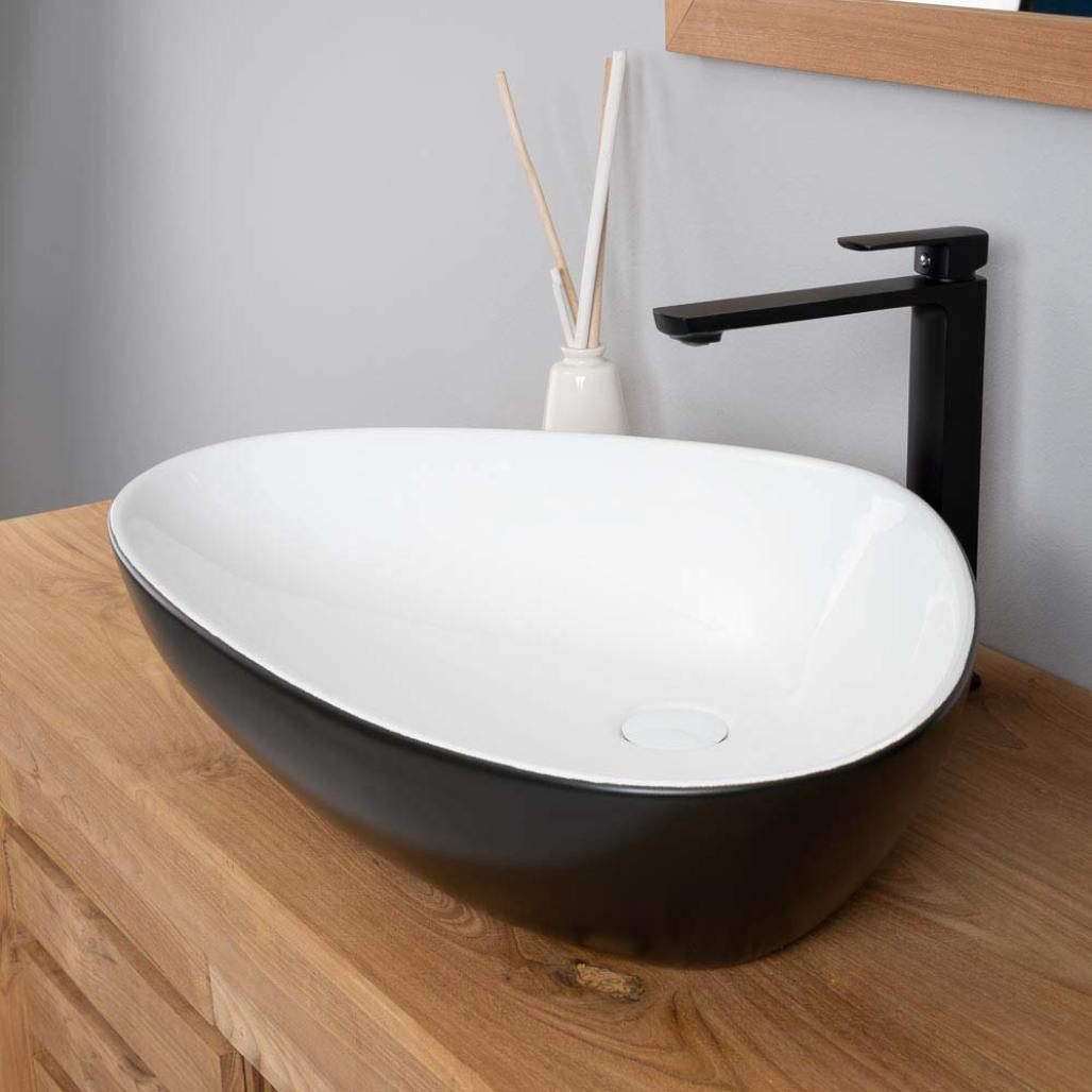 Lavabo de cerámica blanco y negro Jaxon 67cm Lavabo de cerámica blanco y negro Jaxon 67cm