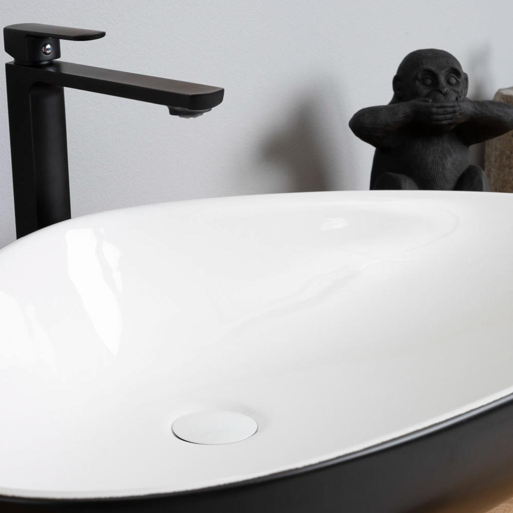 Lavabo de cerámica blanco y negro Jaxon 67cm Lavabo de cerámica blanco y negro Jaxon 67cm