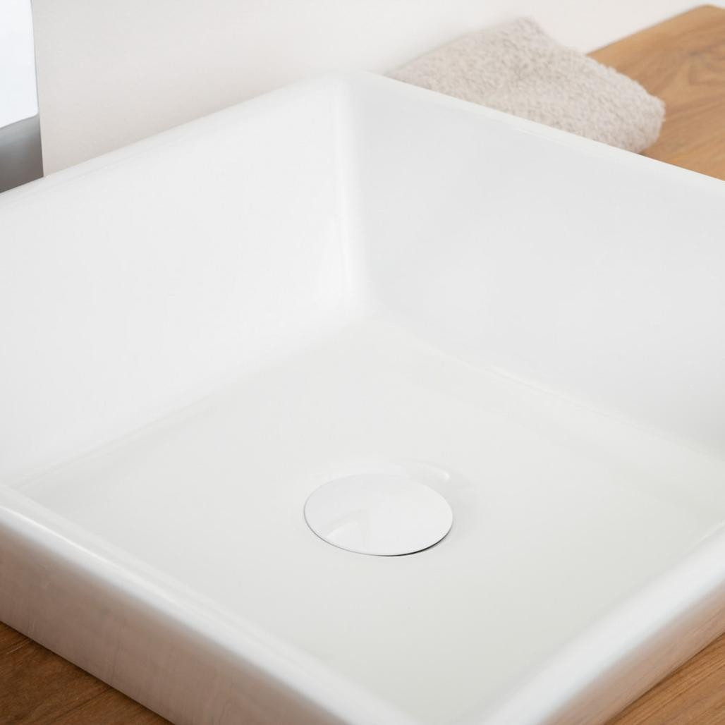 Lavabo cuadrado de cerámica Nash 41cm Lavabo cuadrado de cerámica Nash 41cm