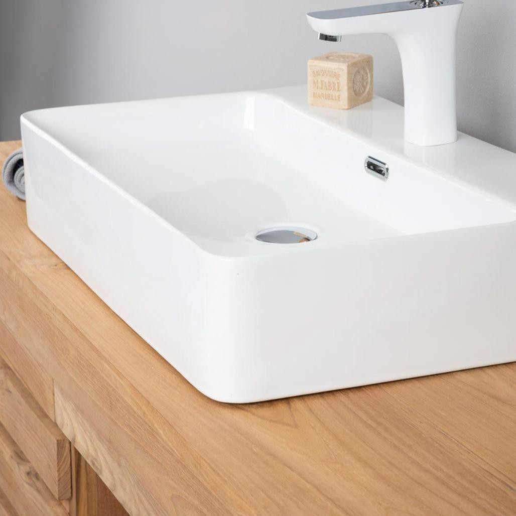Gran lavabo de cerámica con repisa Olga de 60cm Gran lavabo de cerámica con repisa Olga de 60cm