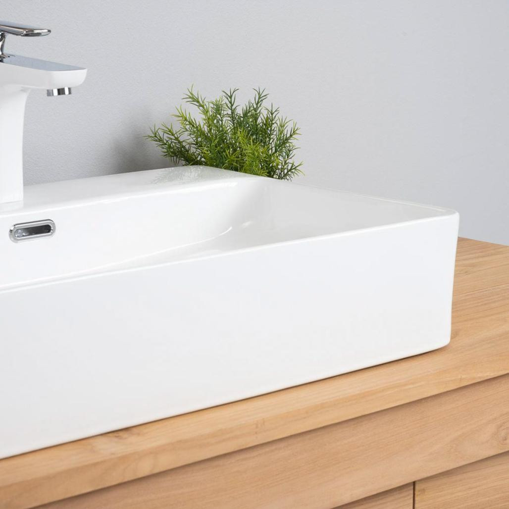 Gran lavabo de cerámica con repisa Olga de 60cm Gran lavabo de cerámica con repisa Olga de 60cm