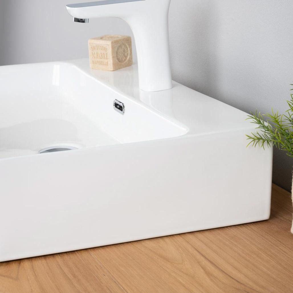 Gran lavabo de cerámica con repisa Olga de 60cm Gran lavabo de cerámica con repisa Olga de 60cm