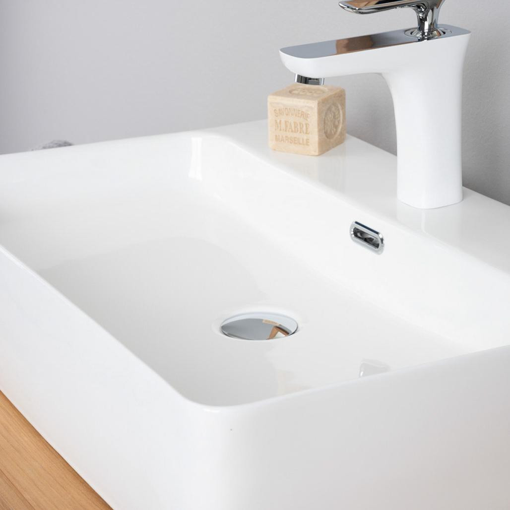 Gran lavabo de cerámica con repisa Olga de 60cm Gran lavabo de cerámica con repisa Olga de 60cm