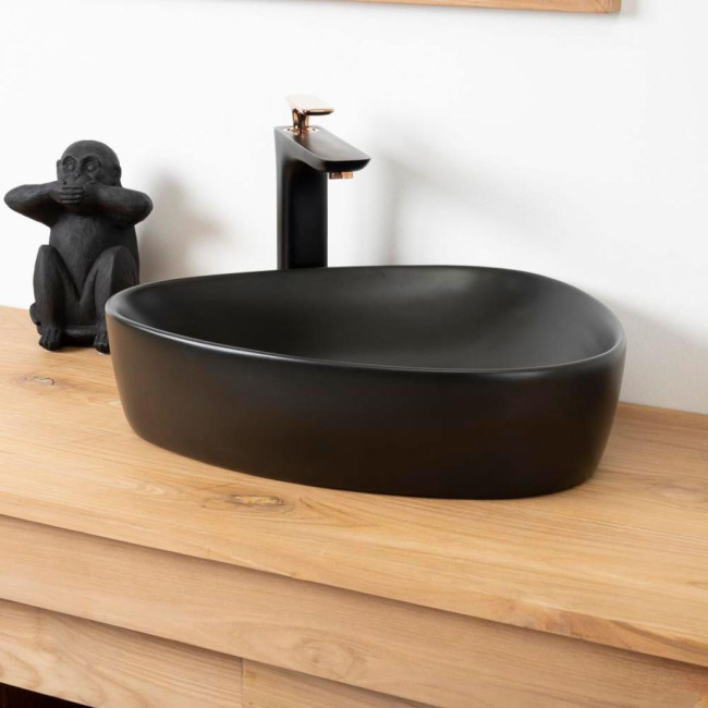 Lavabo de cerámica negra Tanga 50cm.