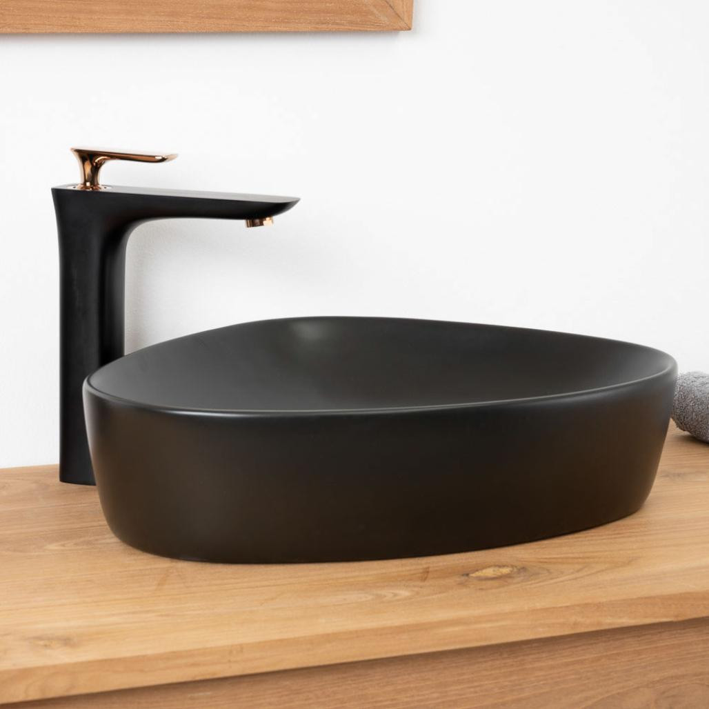 Lavabo de cerámica negra Tanga 50cm.