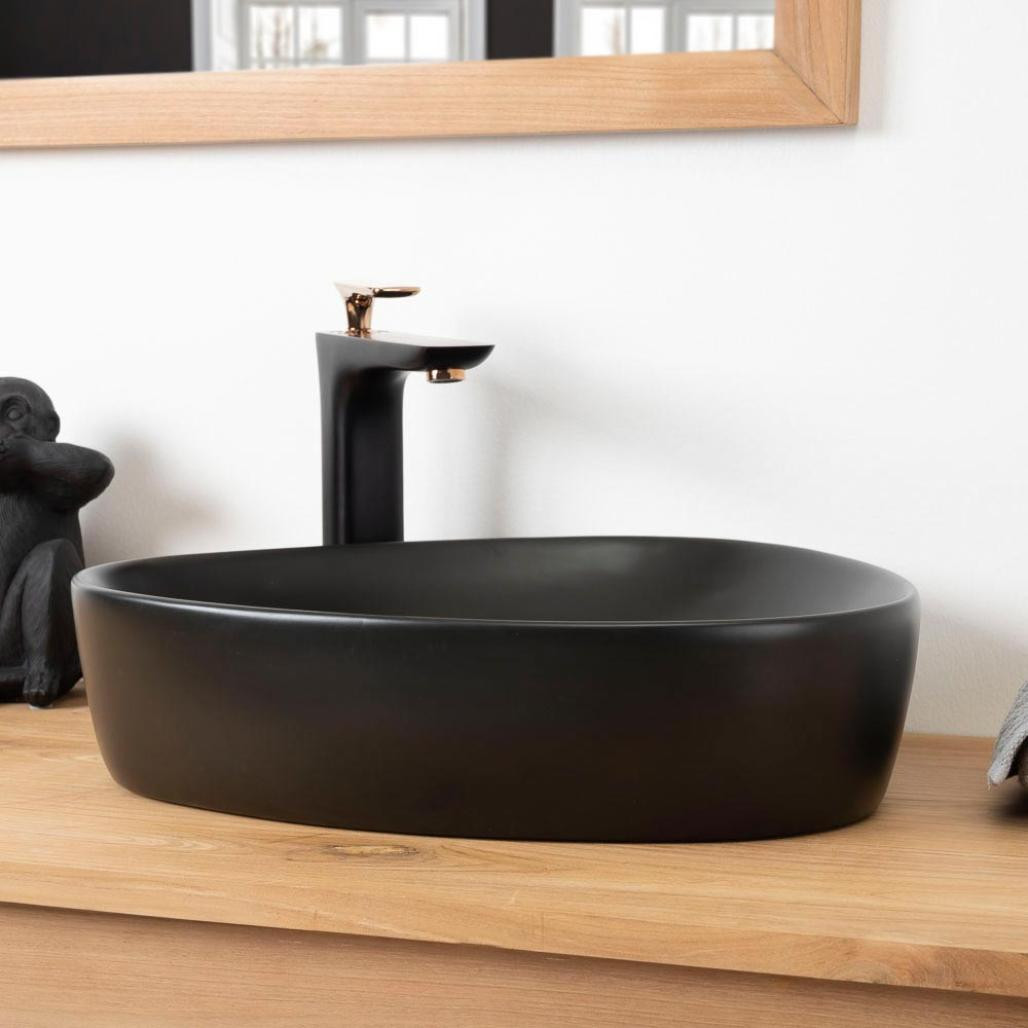 Lavabo de cerámica negra Tanga 50cm.