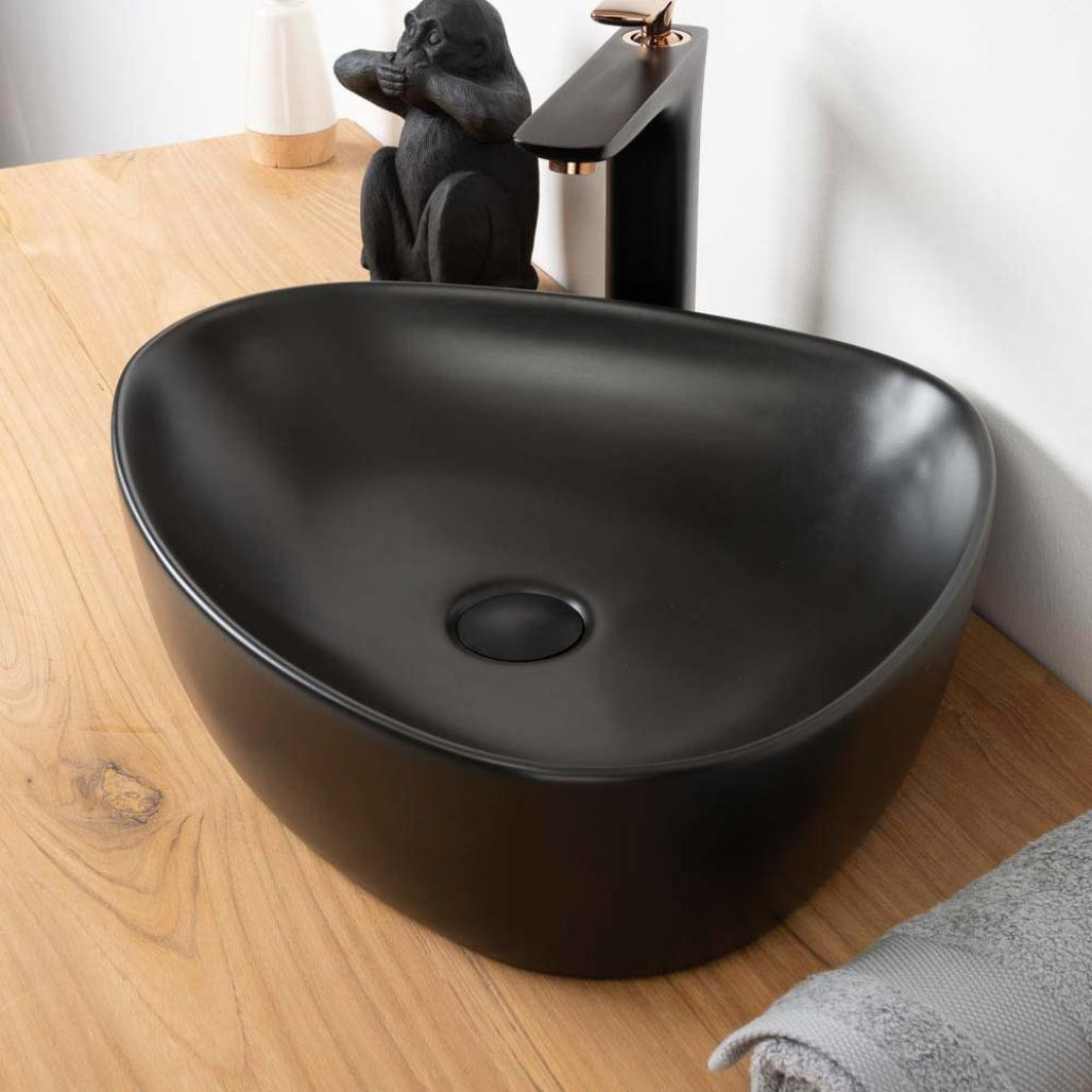 Lavabo de cerámica negra Tanga 50cm.
