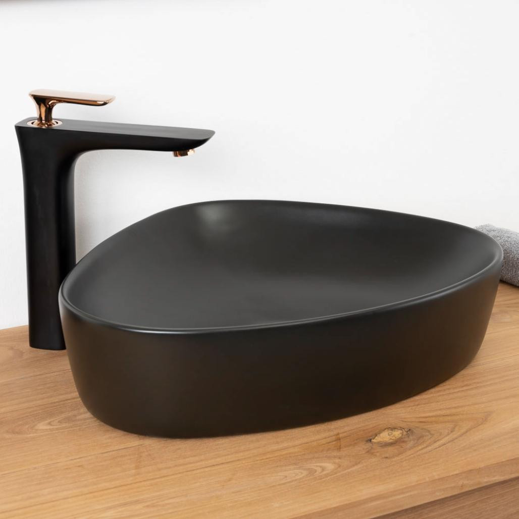 Lavabo de cerámica negra Tanga 50cm.