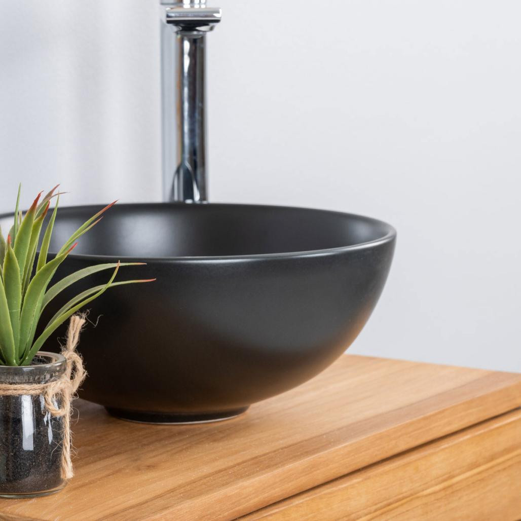 Pequeño lavabo negro de cerámica Luna 28cm Pequeño lavabo negro de cerámica Luna 28cm