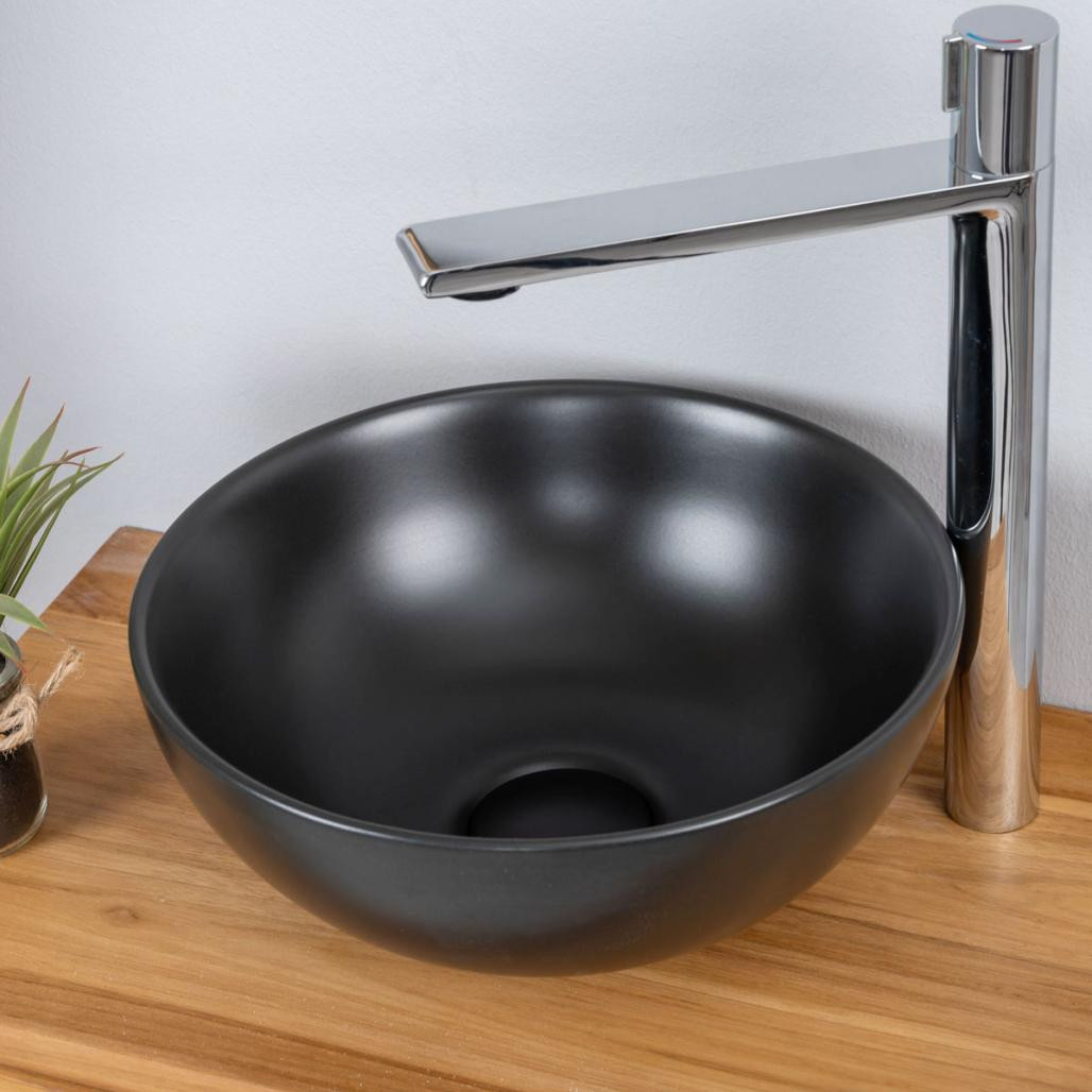 Pequeño lavabo negro de cerámica Luna 28cm Pequeño lavabo negro de cerámica Luna 28cm