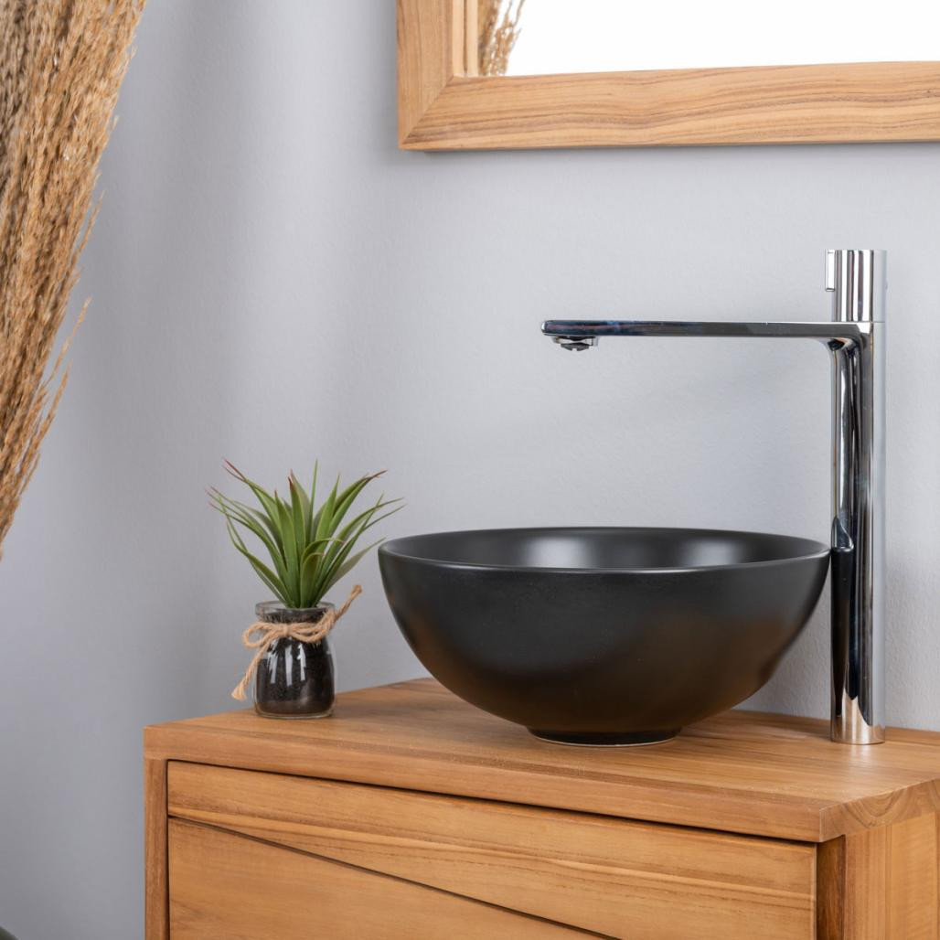 Pequeño lavabo negro de cerámica Luna 28cm Pequeño lavabo negro de cerámica Luna 28cm