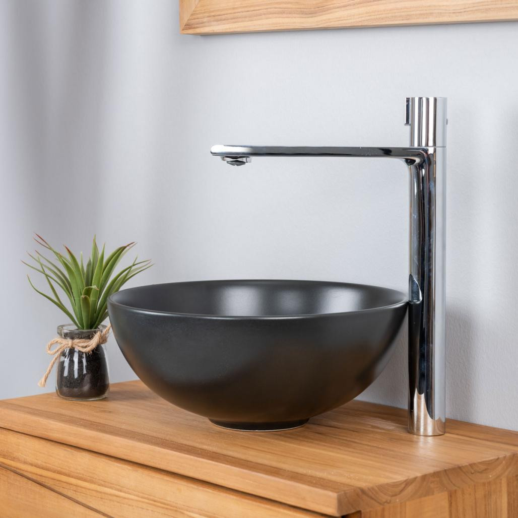 Pequeño lavabo negro de cerámica Luna 28cm Pequeño lavabo negro de cerámica Luna 28cm