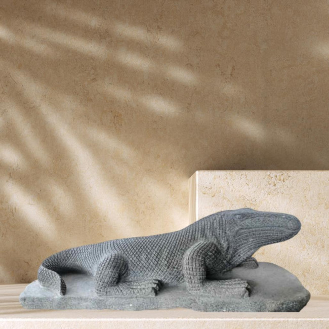 Estatua de piedra volcànica del dragón de komodo 100 cm