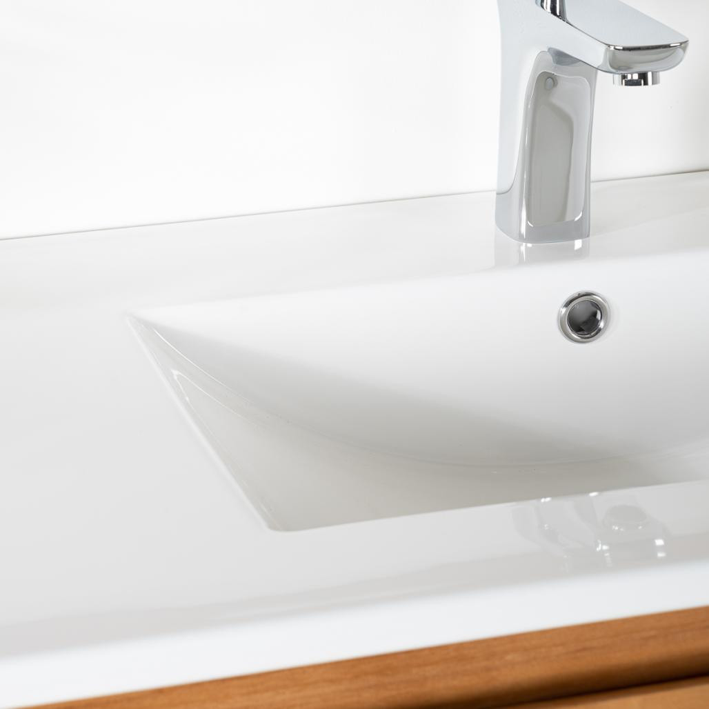 Meuble salle de bain en teck massif et céramique solo Ananta 120 cm